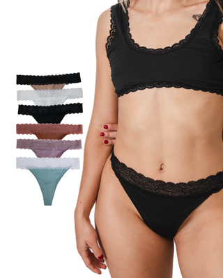 6 Tangas Con Cintura de Encaje