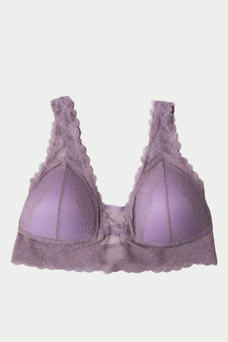 Bralette Garnia de Encaje Escotado sin Varilla Lila