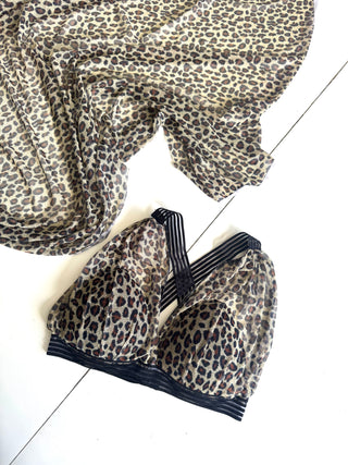 Bralette 024 Estampado de Leopardo Sin Varillas - Espalda Cruzada